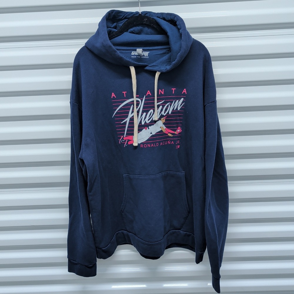 BreakingT Ronald Acuna Jr Atlanta Phenom Hoodie XXL Mens Navy Blue Graphic Sweat — photo 2